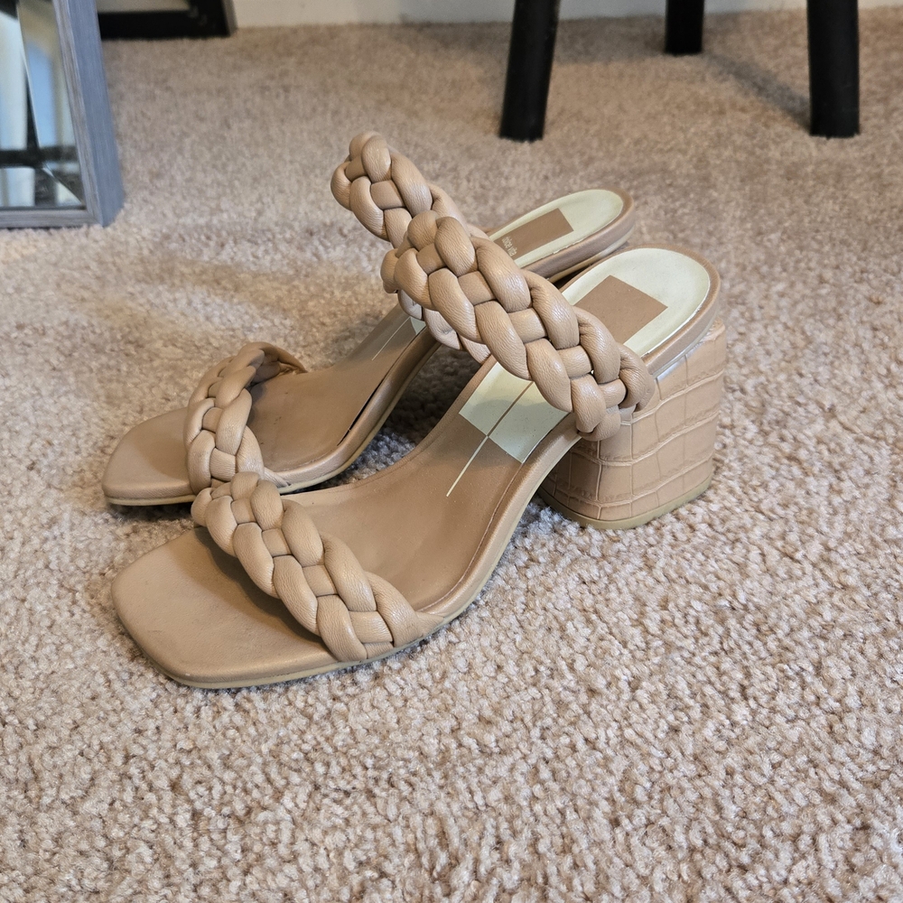 Dolce Vita Braided Tan Block Heel Sandals